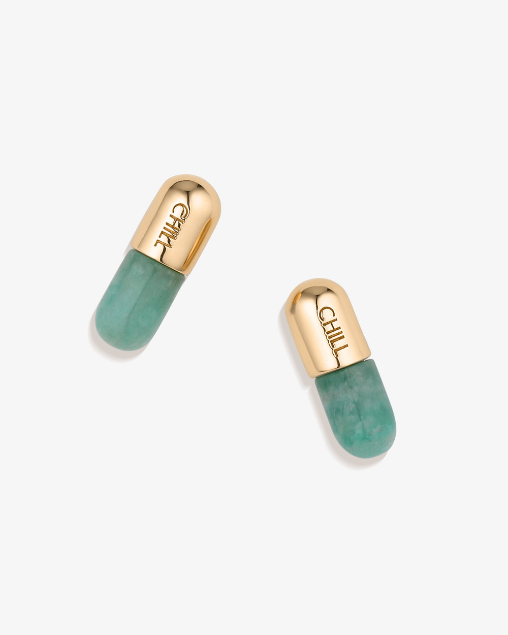 Chill Pill Stud Earrings in Green Amazonite